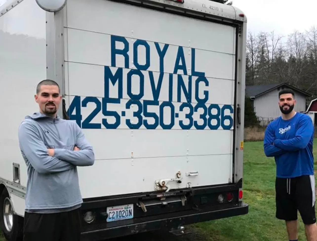 Jake and Dan in front of their truck